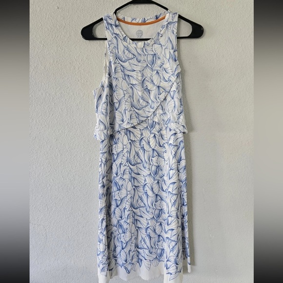 Tory Burch Dress Women XS Kaley White Blue Ellora  Sleeveless Layered  Excellent - Picture 2 of 9